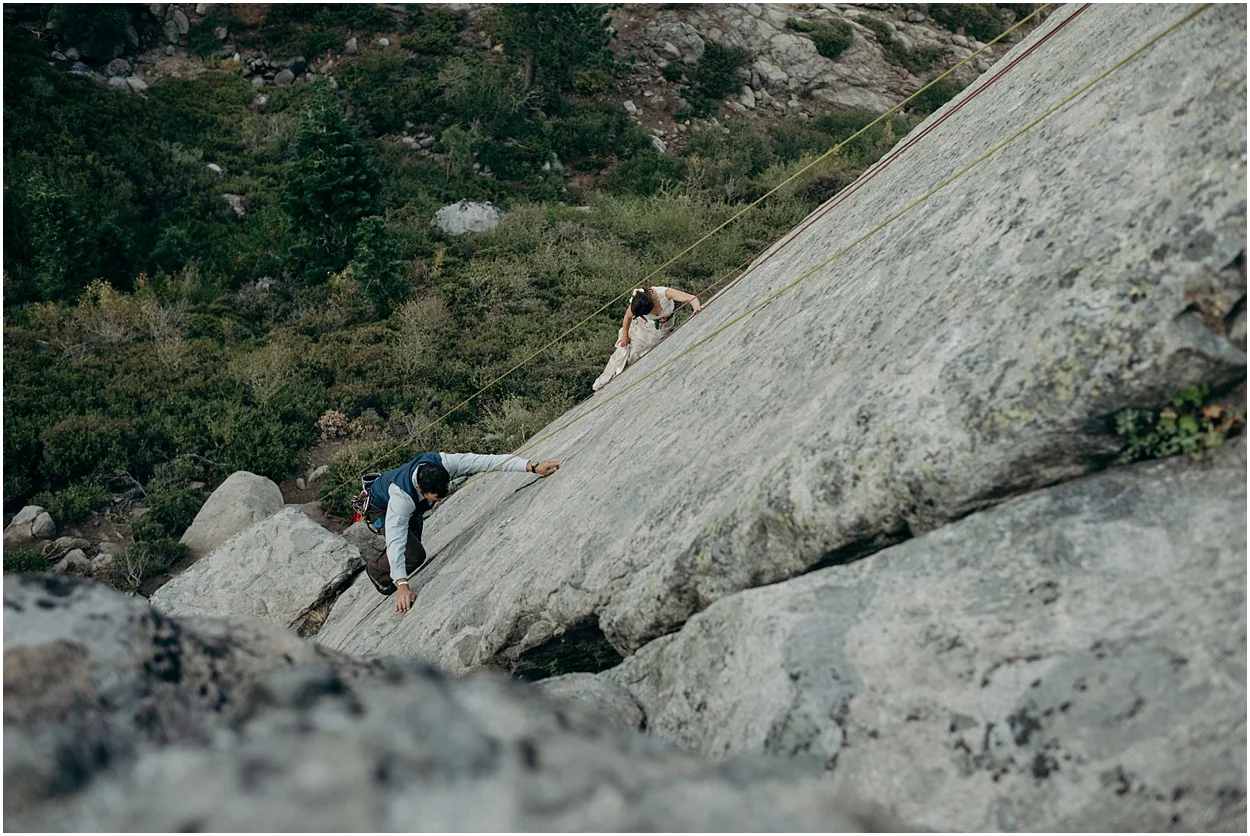 adventurous rock climbing wedding photos in truckee, california
