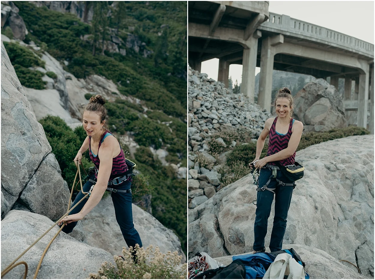 adventurous rock climbing wedding photos in truckee, california