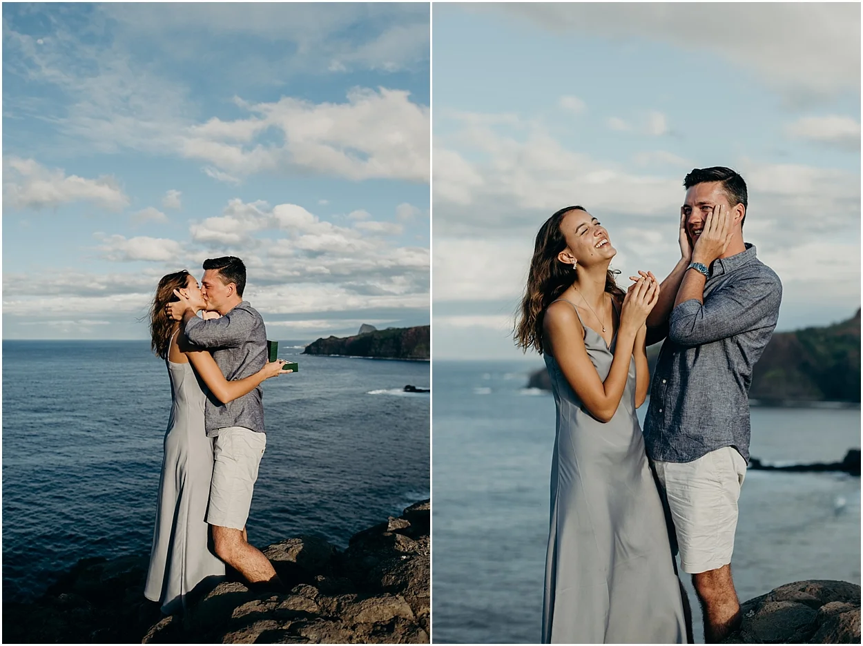 adventurous maui engagement session at nakalele point