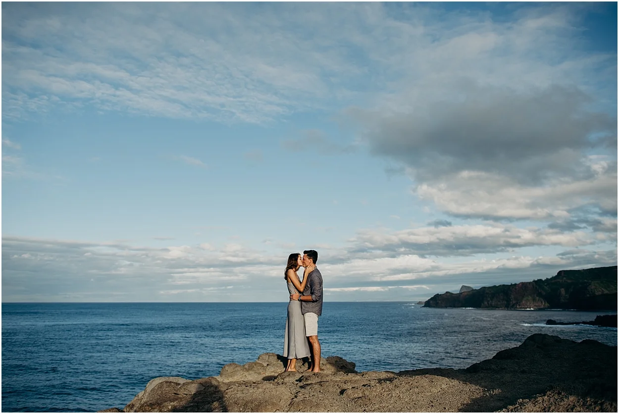 adventurous maui engagement session at nakalele point
