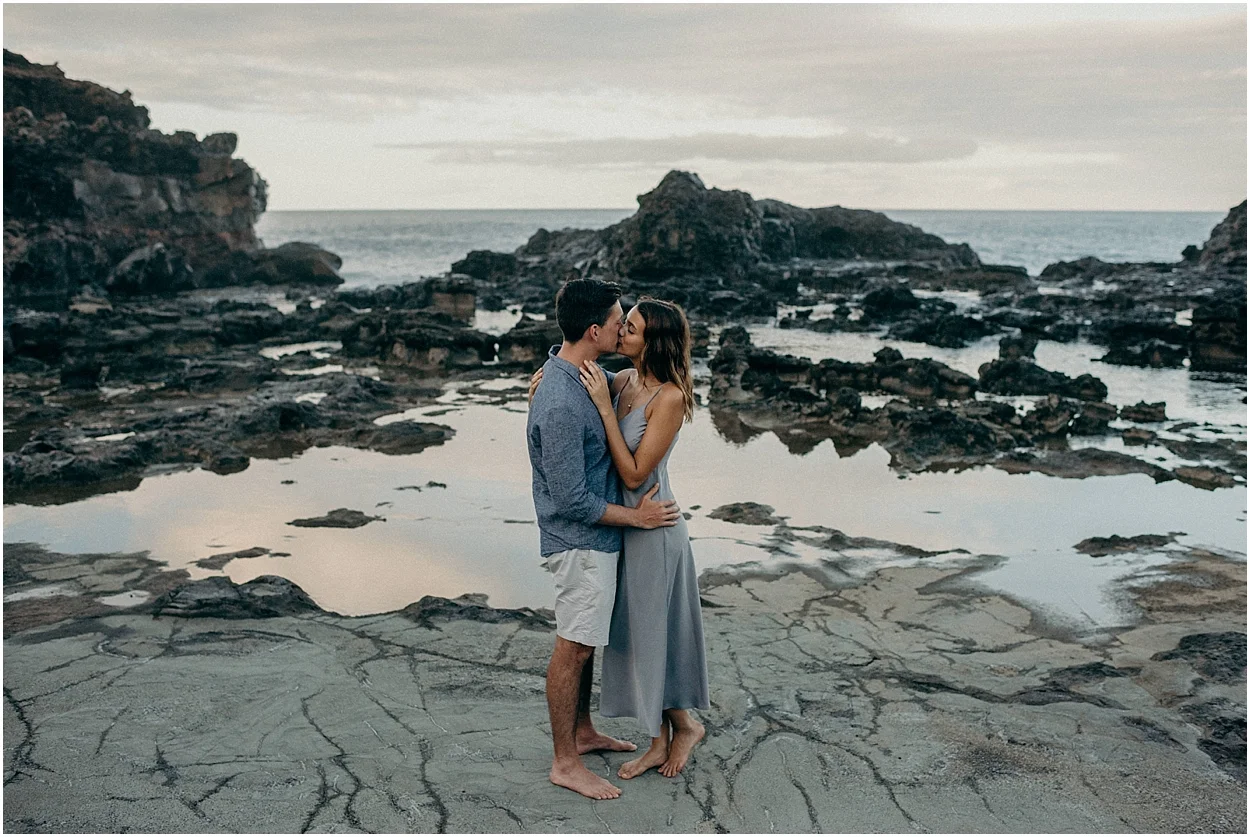 adventurous maui engagement session at nakalele point