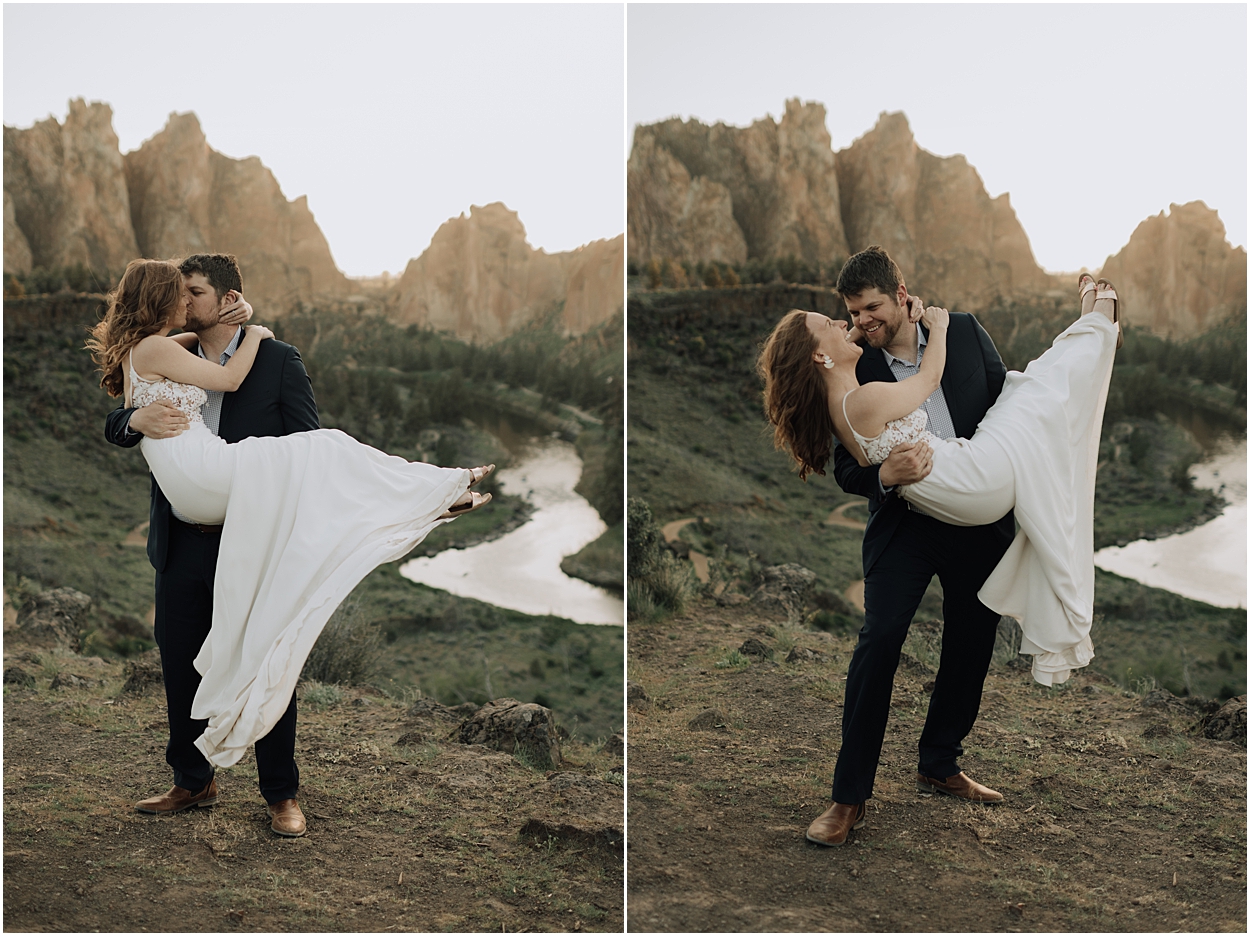 adventure elopement inspiration in Smith Rock State Park near Bend, Oregon