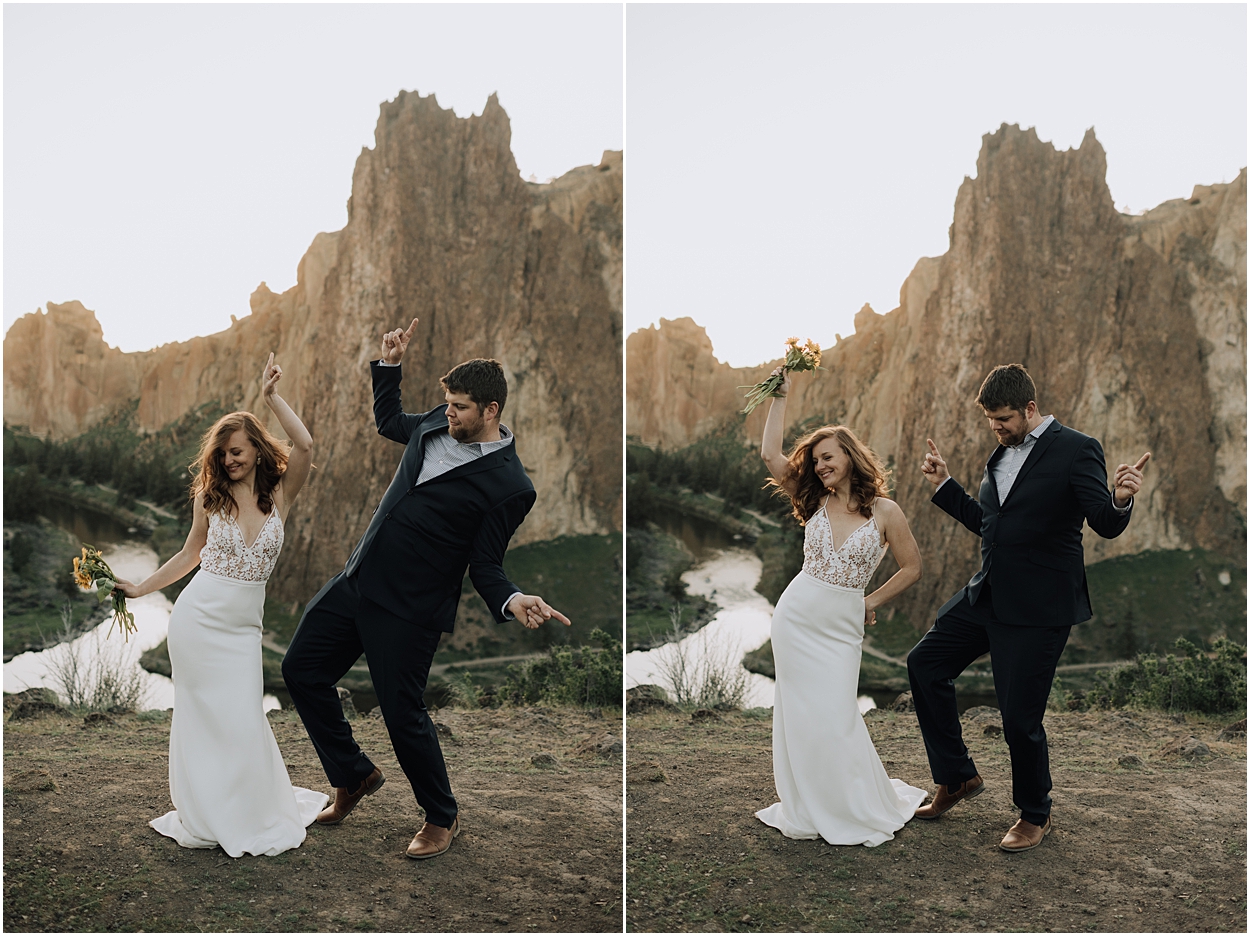 adventure elopement inspiration in Smith Rock State Park near Bend, Oregon