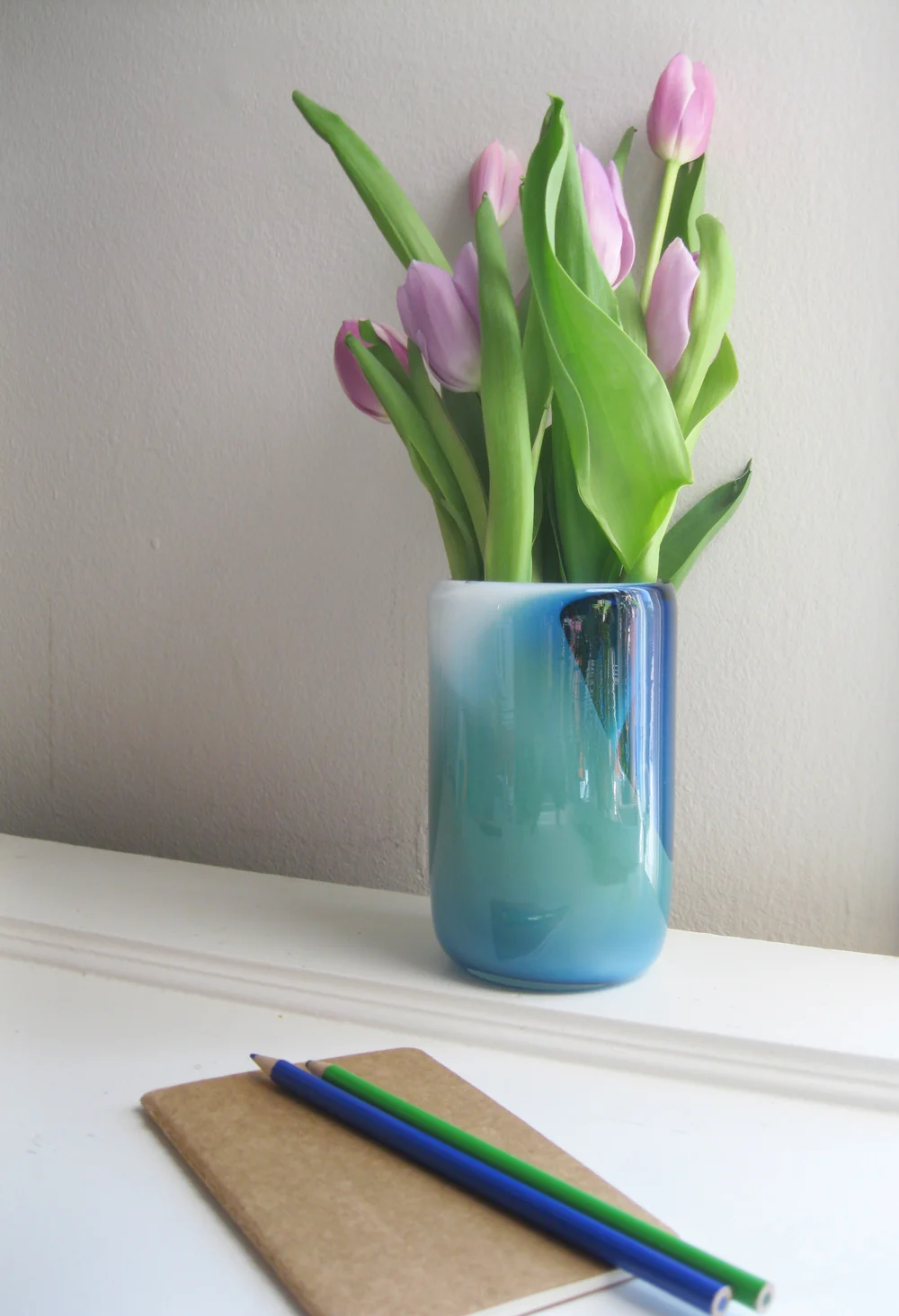 Sky and Clouds and Sometimes Earth Blown Glass Vase