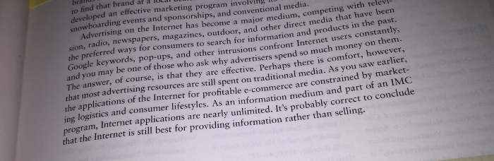 "It's probably correct to conclude that the Internet is still best for providing information rather than selling."