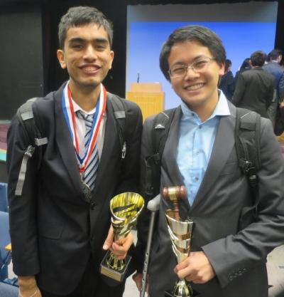 Los Altos's Javin Pombra & Danny Vesurai pose with awards. 