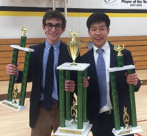 Cumming and Kim pose with their trophies after finals. (left to right)