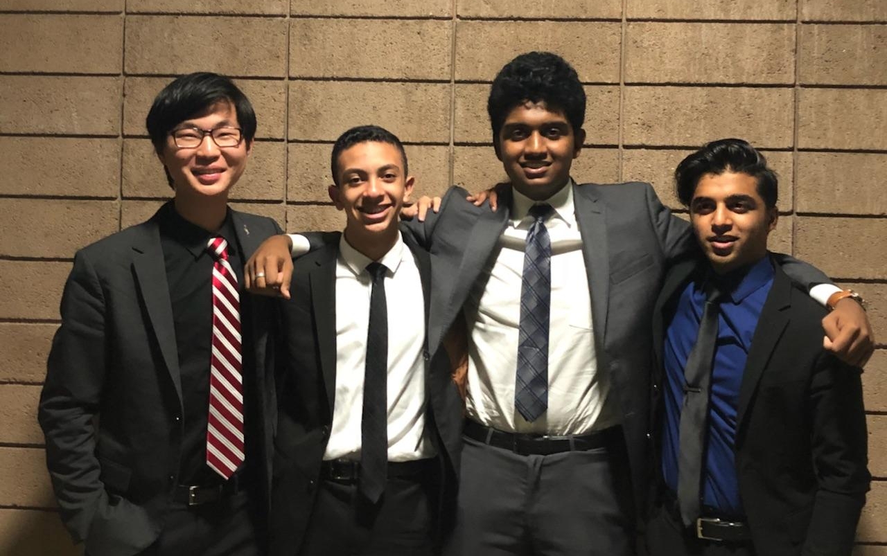 Left to right: Ryan Nam & Joseph Naseib and Mohan Dasari & Ishaan Shrivastav pose before finals. Image courtesy of Redlands' Richard Hu. 