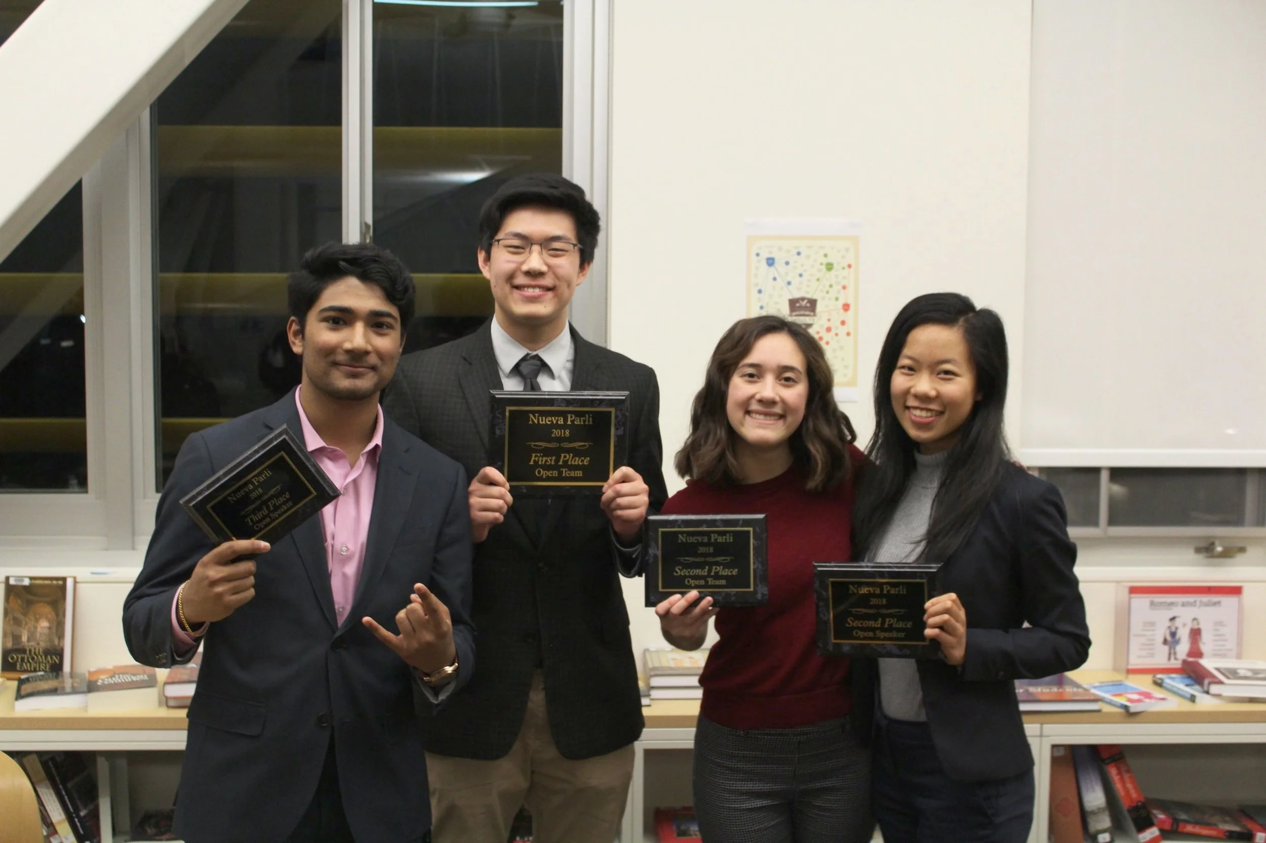 (left to right) Visht, Deng, Bonet & Yuan pose with awards after closing out