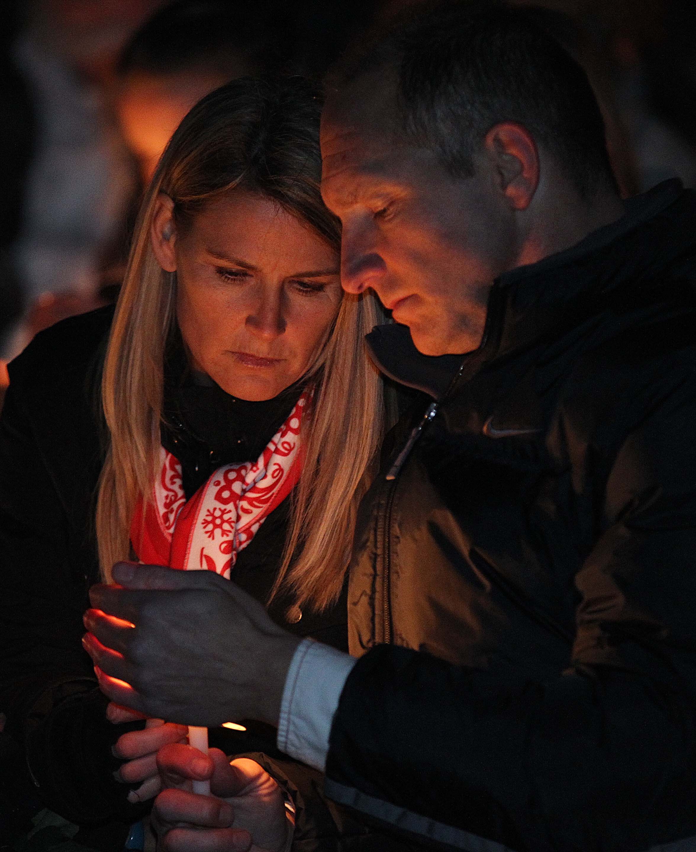 Sherry and Chance Potts attend a vigil for their teenage son, Landon who was killed in a car accident a few days before.  