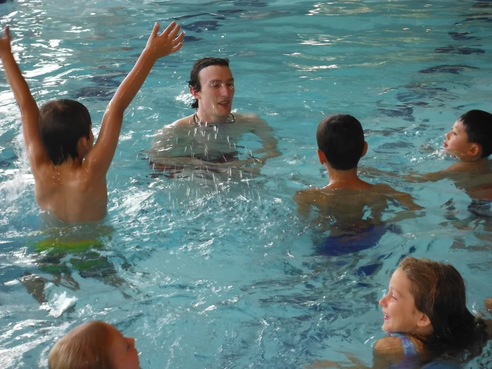 Instructing swim lesson