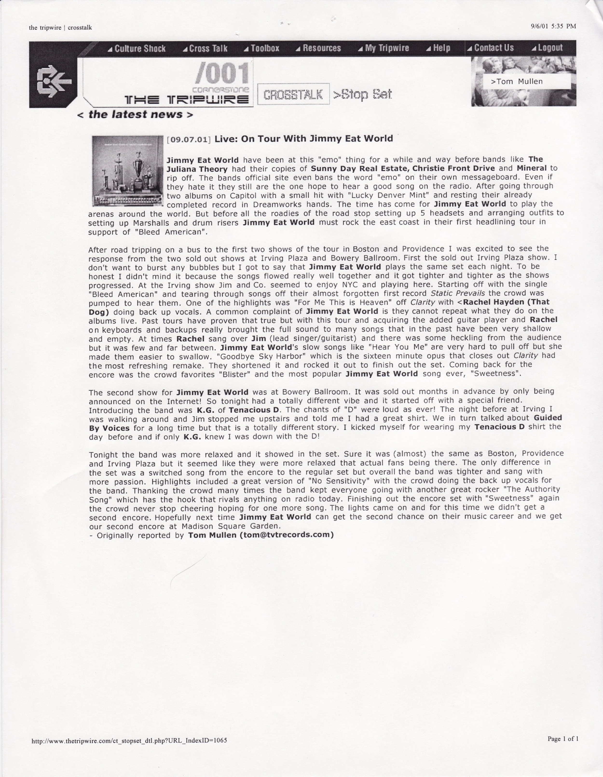 25 Years Ago, Right Before 9/11, I Wished Jimmy Eat World Success