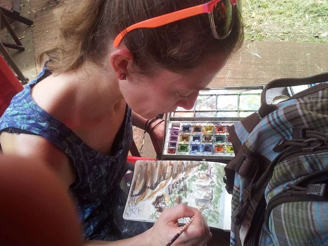 watercolor sketching, Iguazu Falls, Argentina