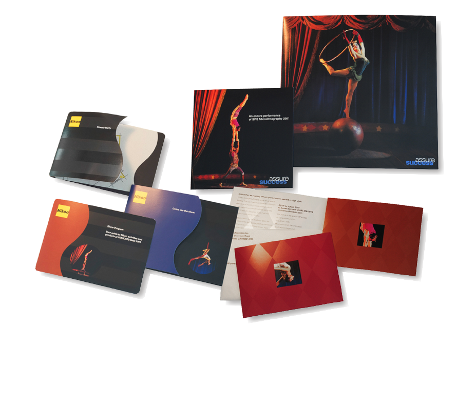 Nikon Precision Party invitations, trade show brochure