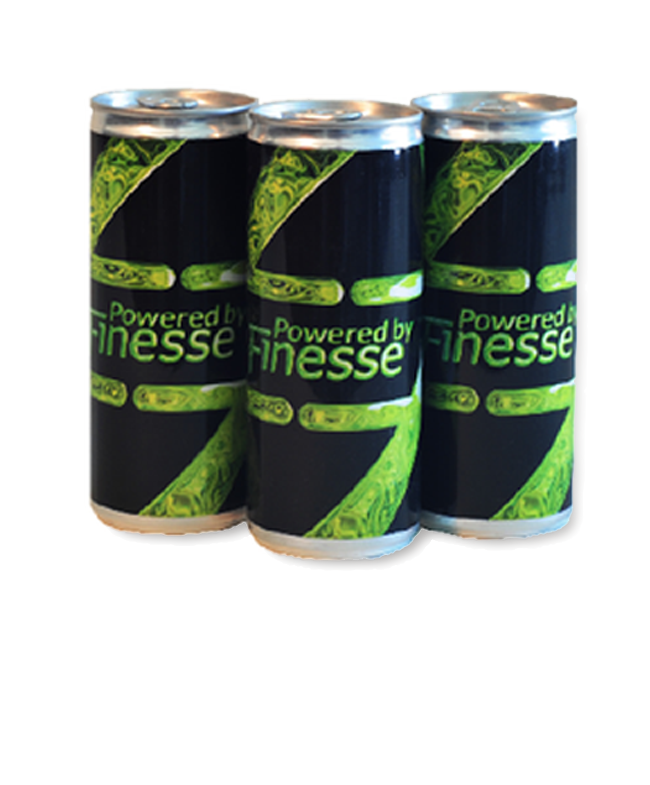 Finesse Solutions Powered by Finesse energy drink. Trade show premium