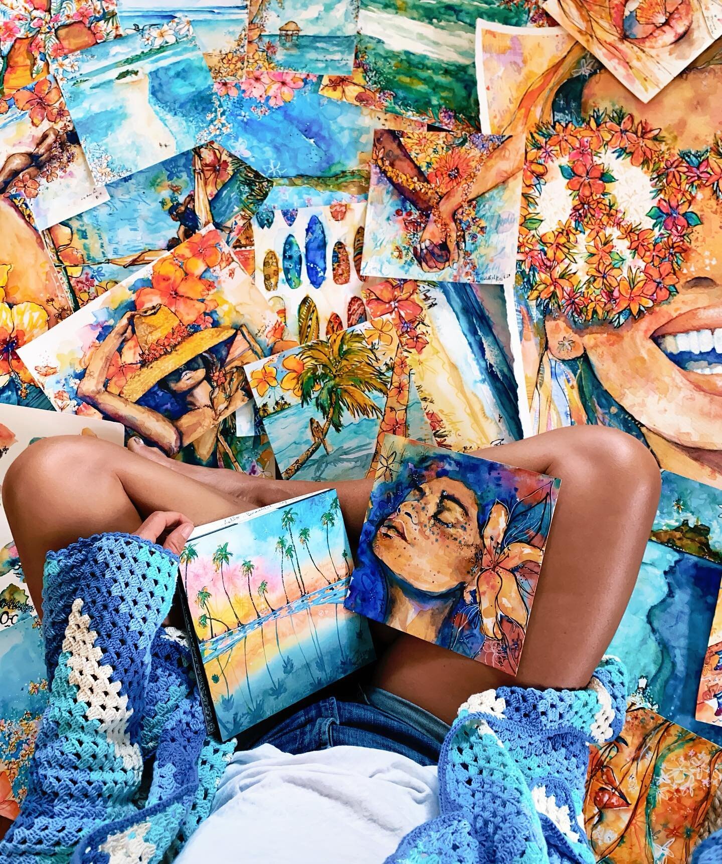 Time to buy a portfolio. Or some frames. Actually, I love spreading everything out like this every now and then, it just gets my brain spinning and makes me feel better. #goldfishkissart #beautifulmess