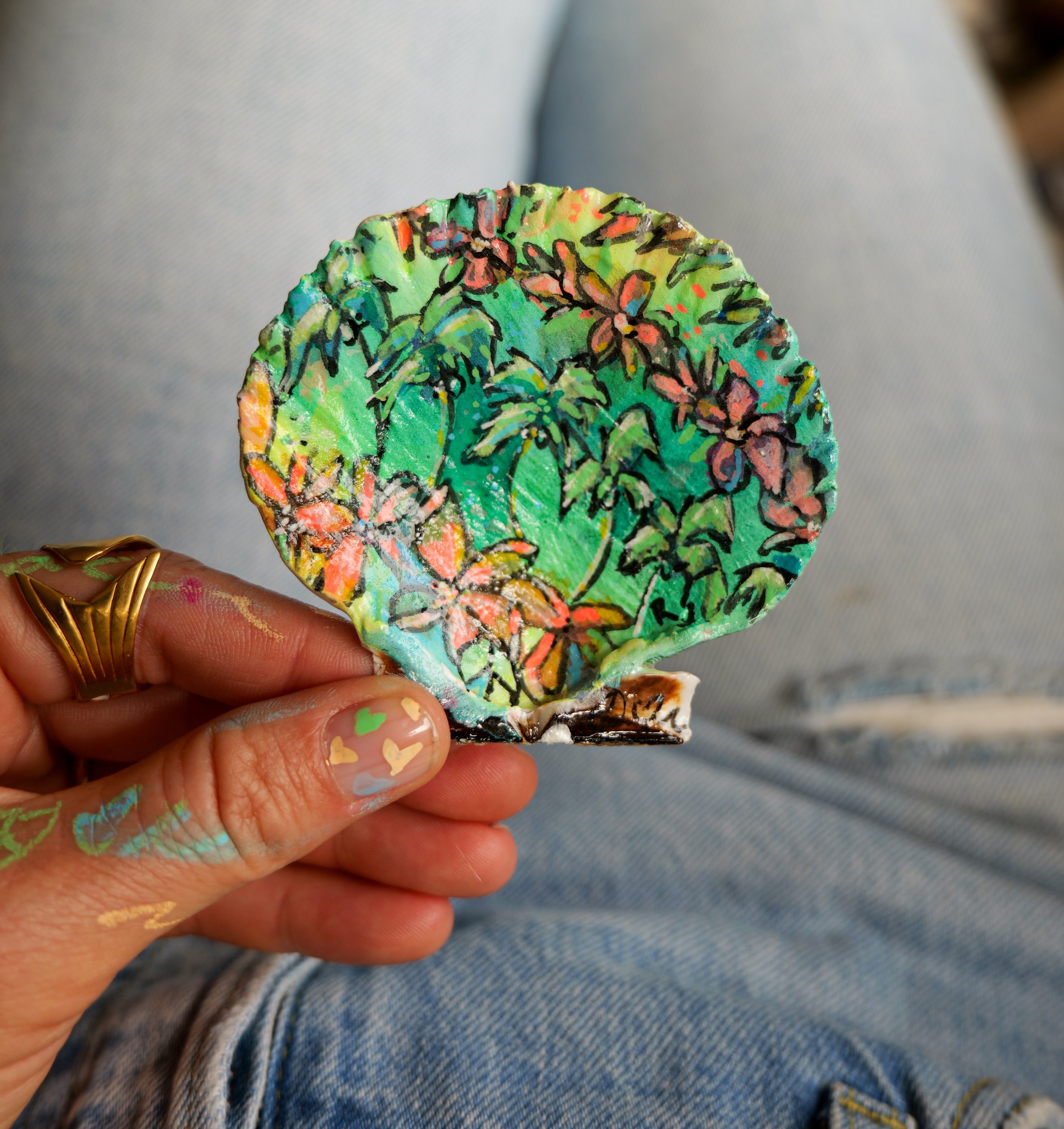 Coconut Trees Plumeria Scallop