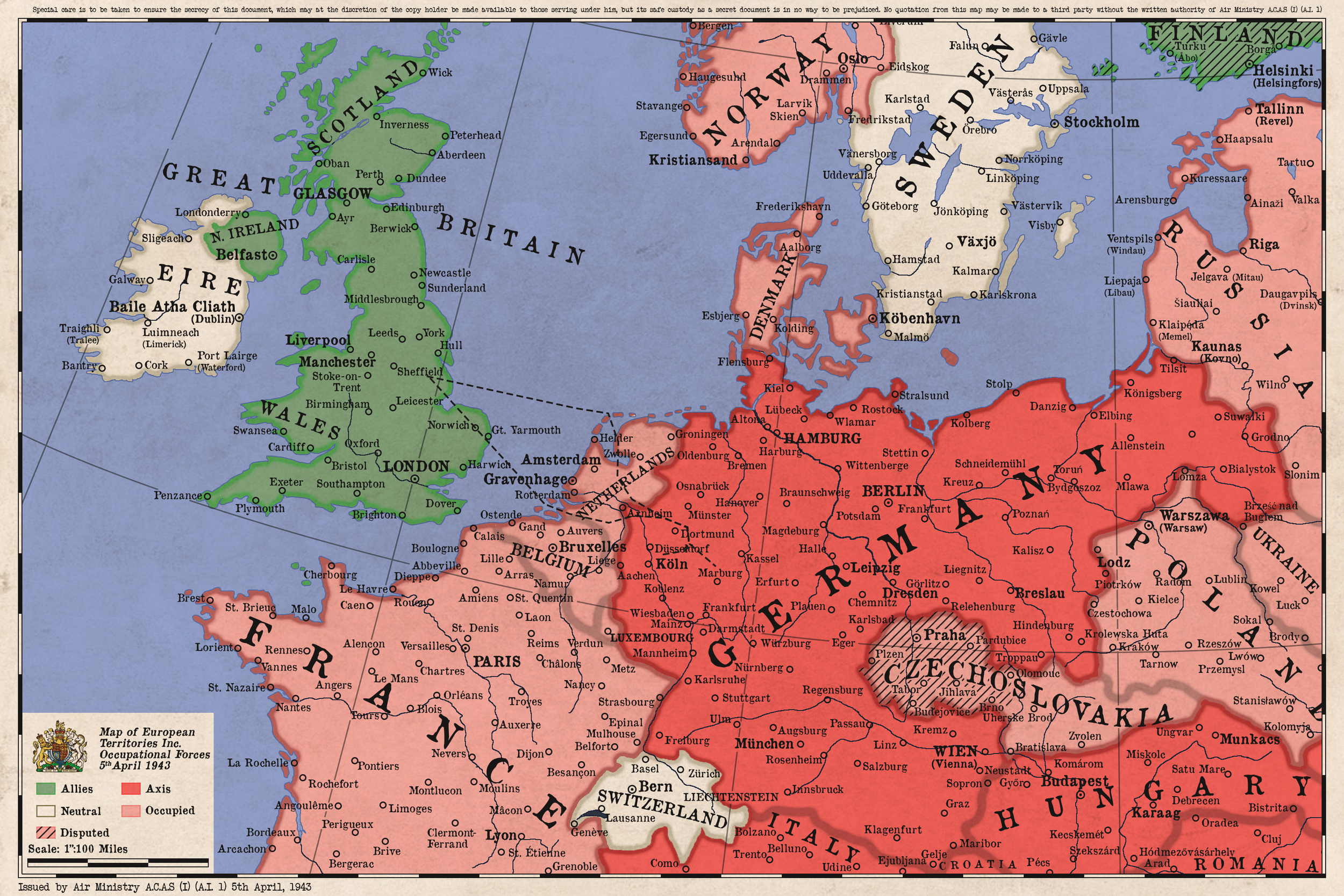 Raid on the Ruhr - 1943 Map