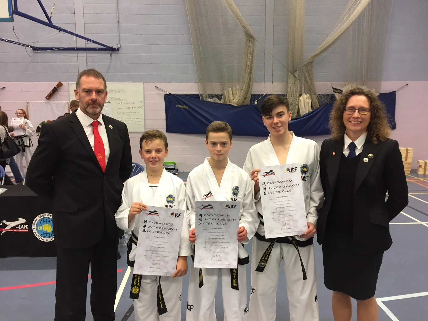 Junior black belts - James Allen 1st degree 3 star, Josh Burrows 1st degree 1 star,Keegan Constine 1st degree 1 star