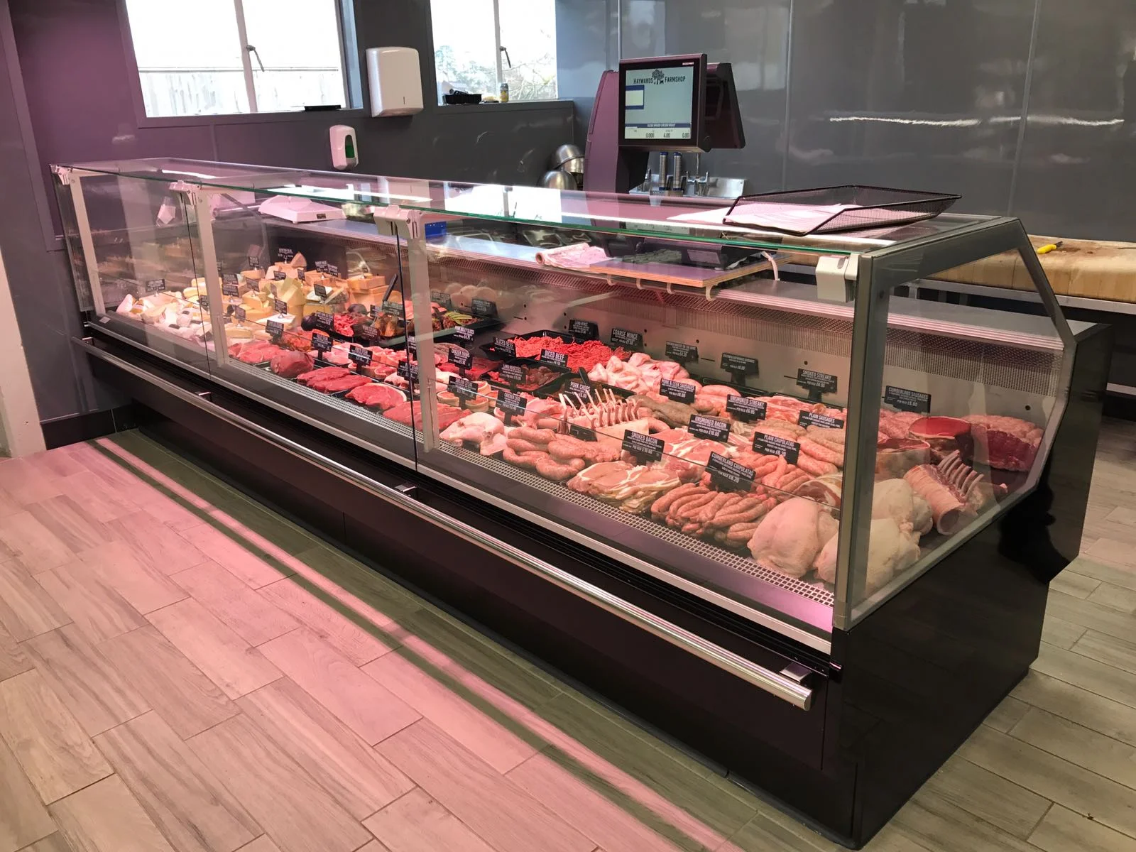 JBG-2 square glass butcher's refrigerated display cabinet