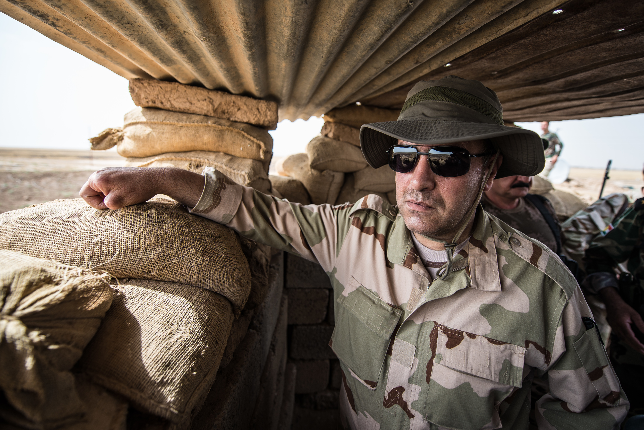  A peshmerga General in a fortified trench position. 