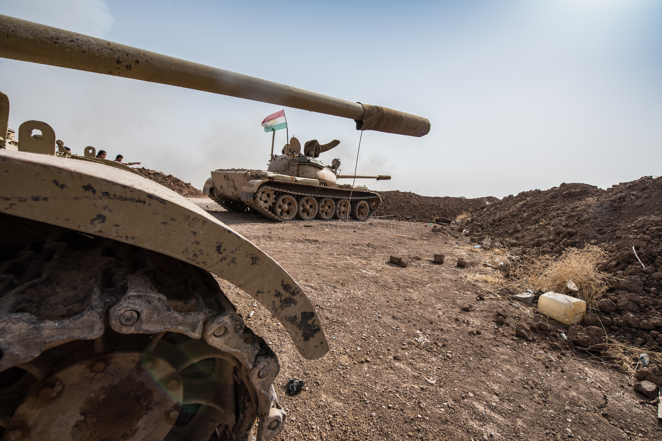  Two soviet made T-54 tanks on the Mosul frontline. 