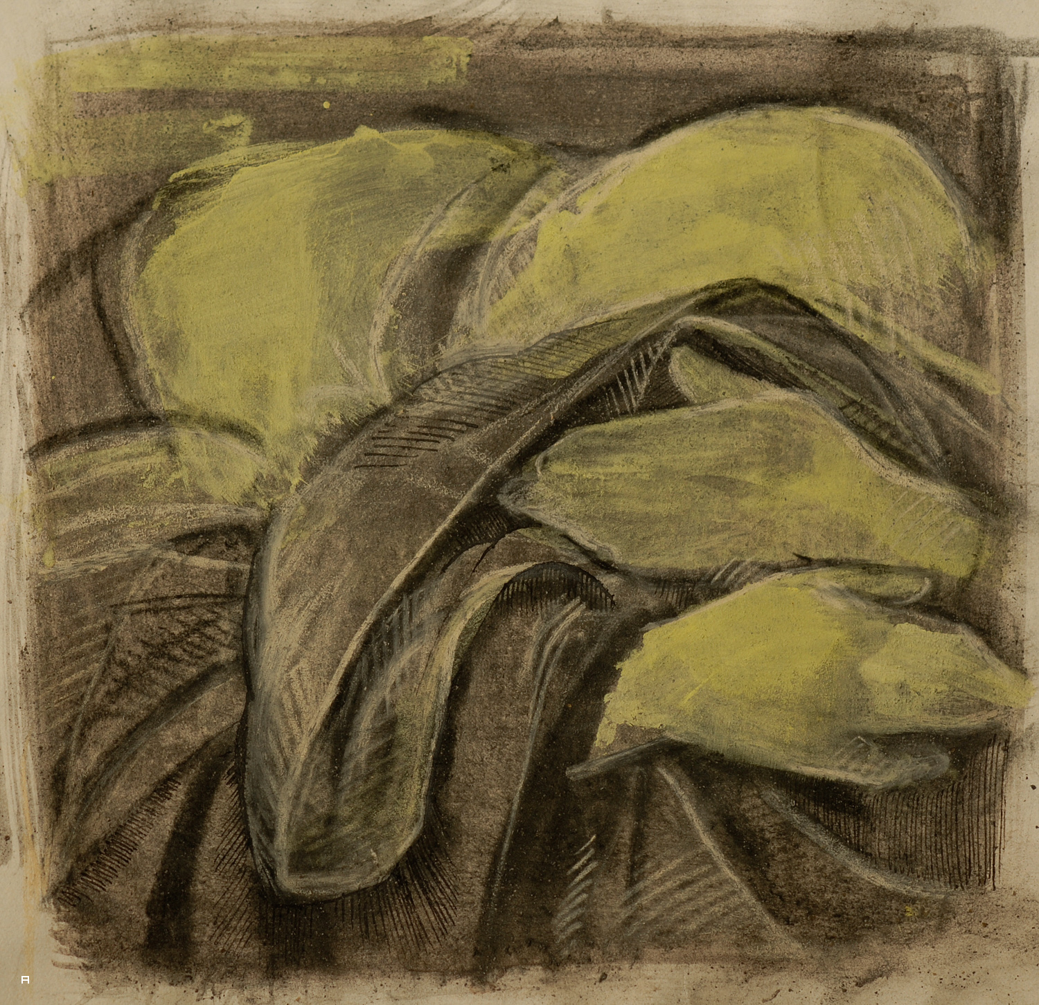 Weeper, after Botticelli's Lamentation over the Dead Christ, Pastel and ink on paper.jpg