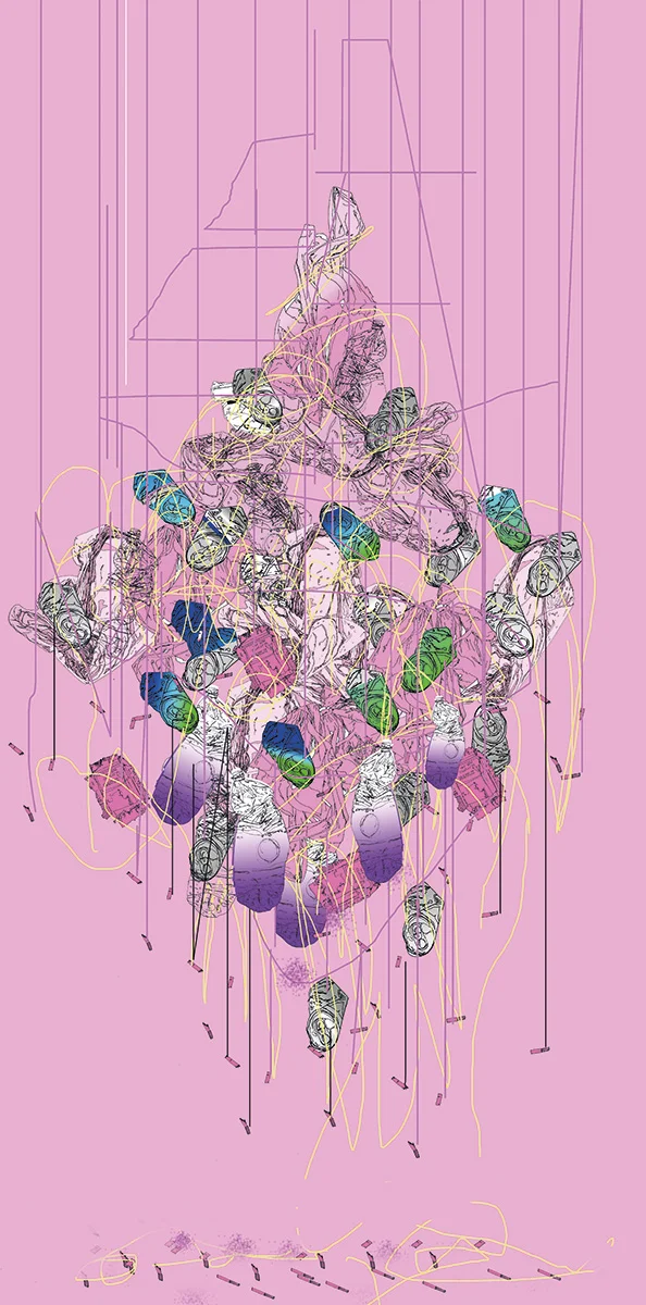 Anat Martkovich, "Chandelier", Illustration and digital manipulation, 2017