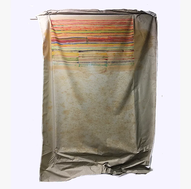 רני פרדס, אפטר אפקט, גירי פסטל על בד, 2018