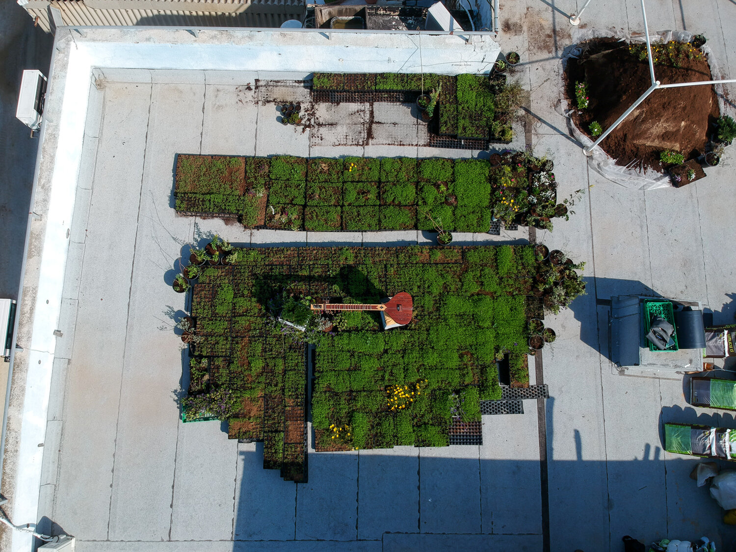 Top view of “The Singing of the Drones”, mixed media, 70 square meter, 2020 | Photo: Yotam Eytan
