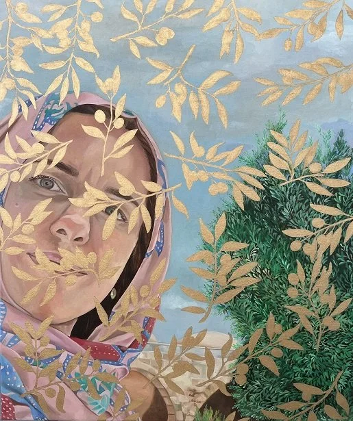 Linda Taha, Self-Portrait, oil on canvas, 50×60 cm, 2023.