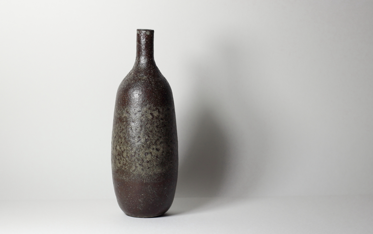 grande bouteille, émaux de cendres | ø 10cm x h 26cm