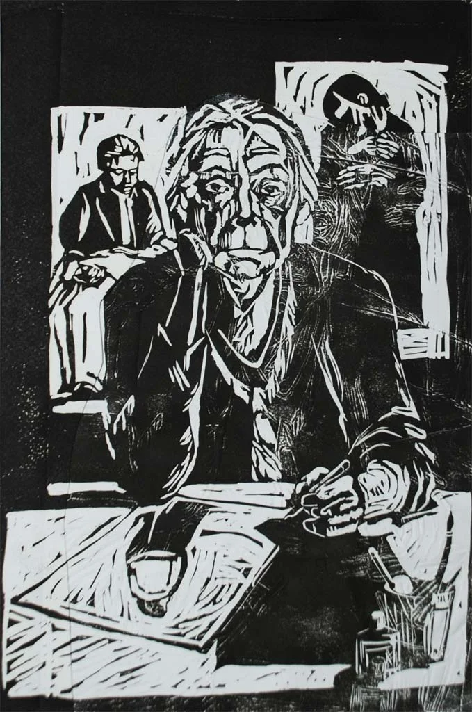  Käthe Kollwitz portrait, embossed lino print, 30*40 cm, 2006 
