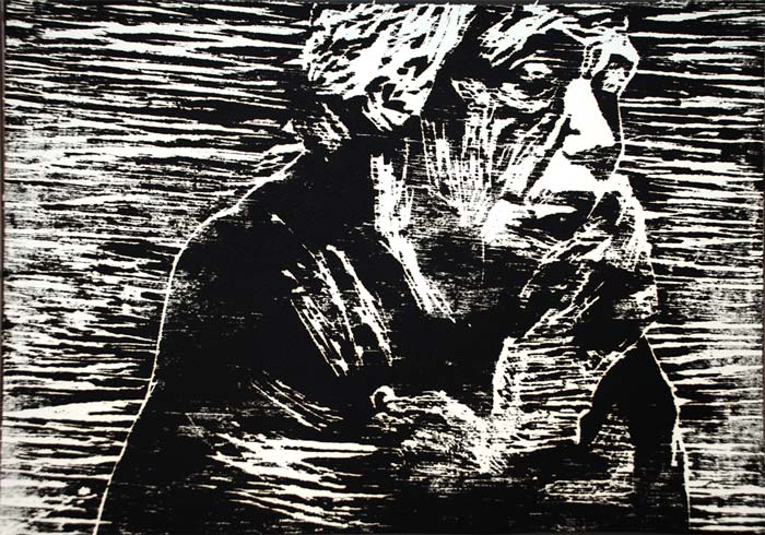 Käthe Kollwitz portrait, Wood print, 30*40 cm, 2006 