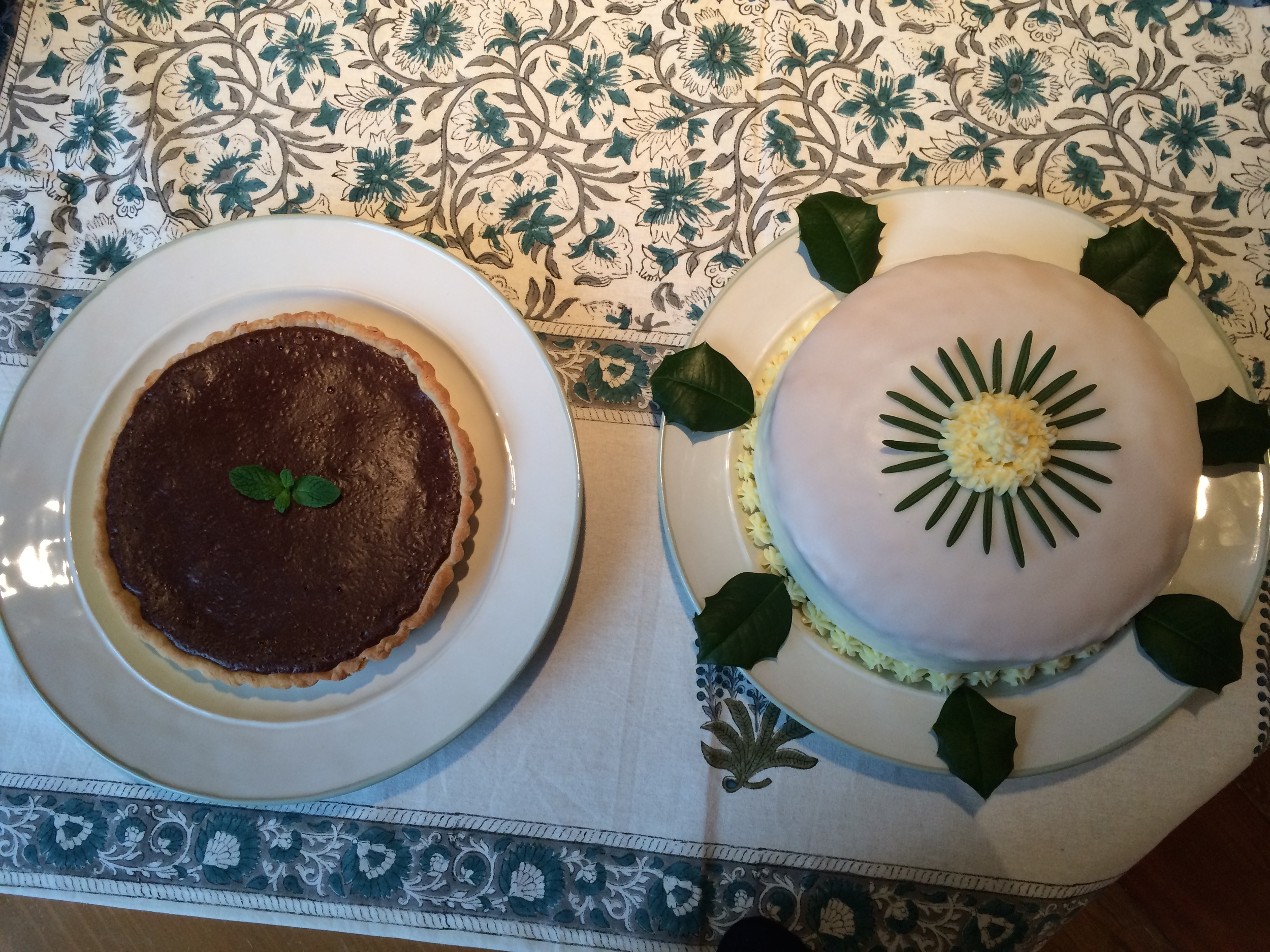 Chocolate Tart and Lemon Sponge Cake
