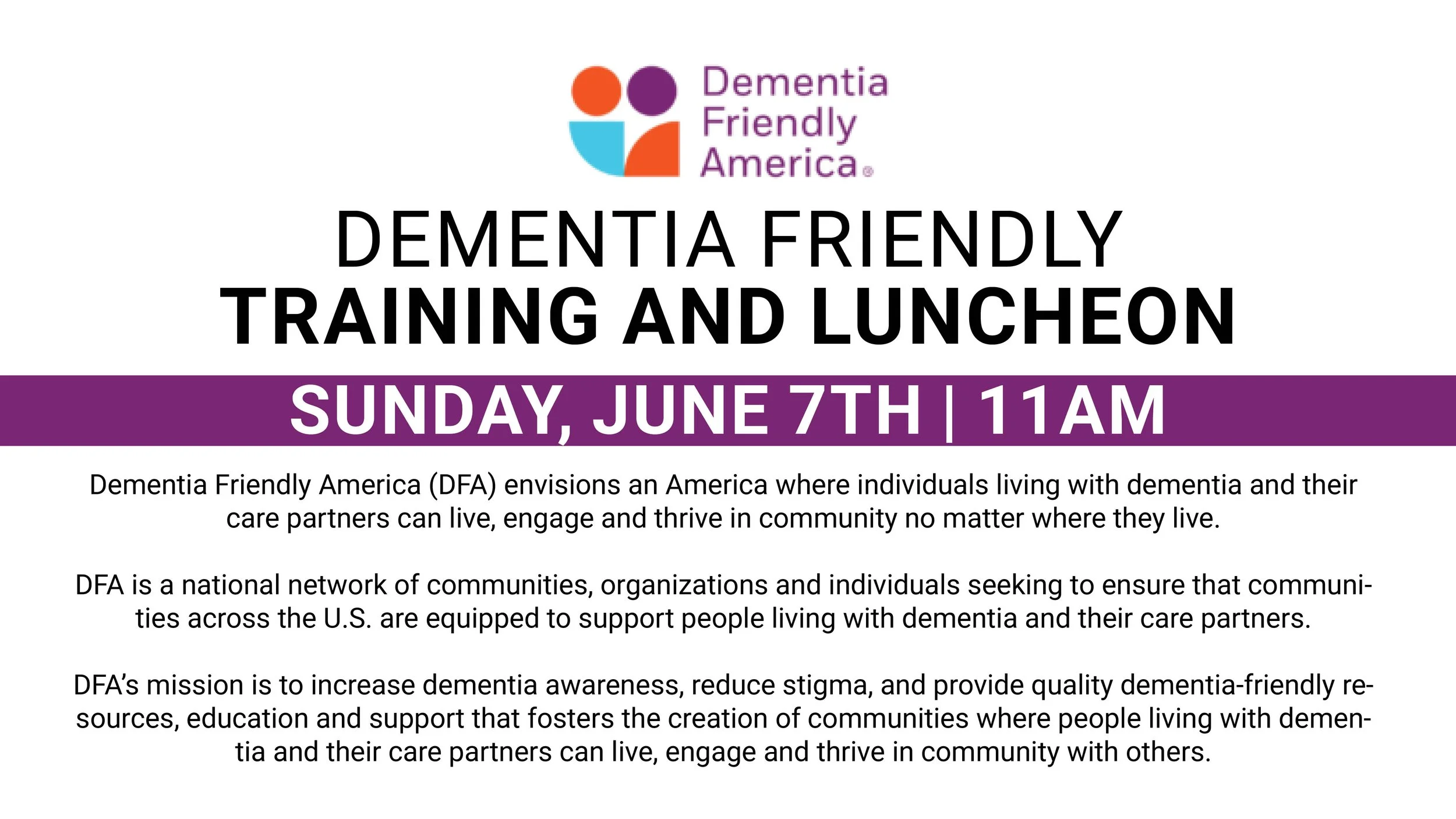 Dementia Friendly Training &amp; Luncheon