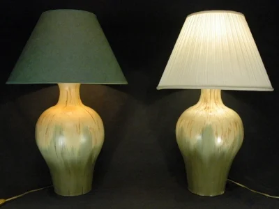 Table lamp bases with sample lamp shades Height 43 cm, diameter 26 cm Made to order. P.O.A.