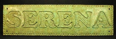 House name Size 75 cm x 20 cm SOLD. Similar pieces can be made to order.