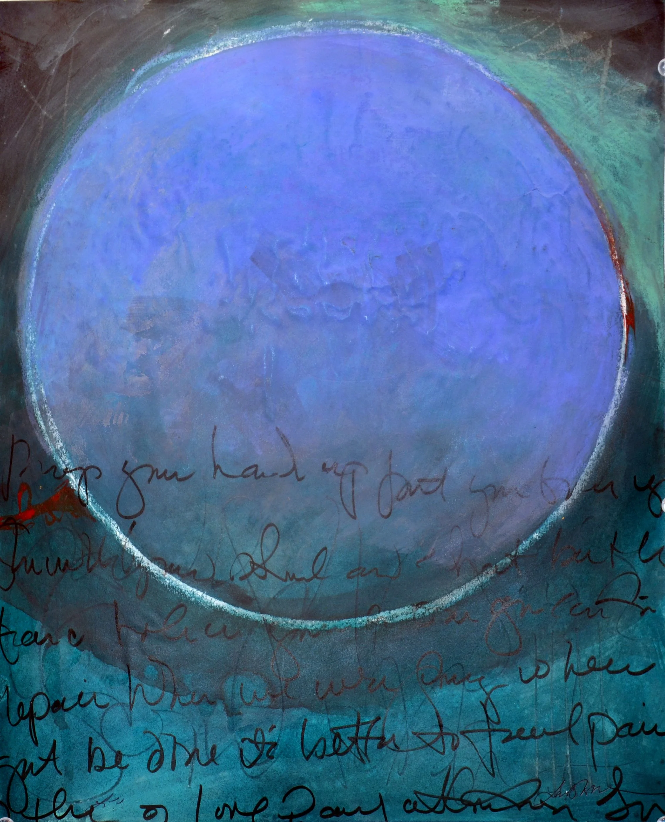 Blue Sphere • mixed media on paper • 14 x 19