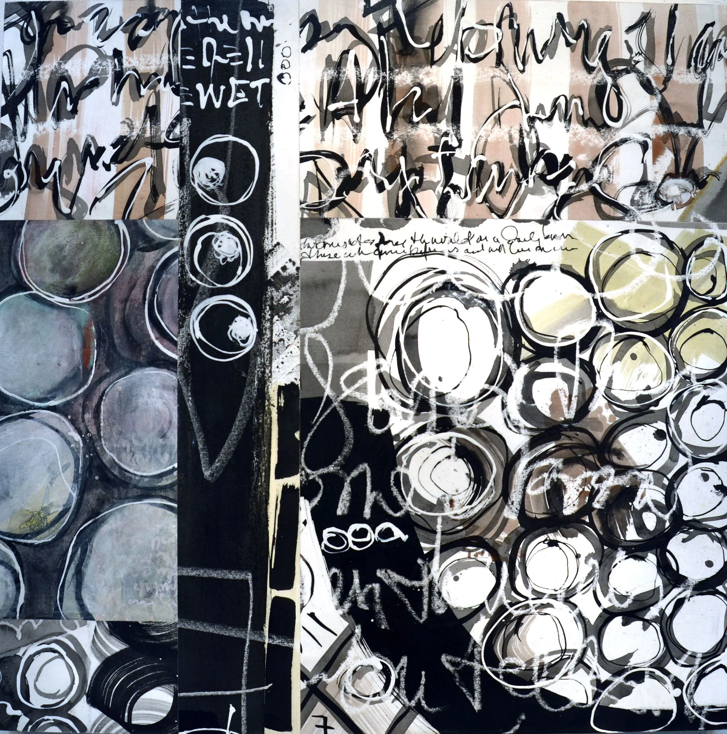 Wet Circles • mixed media on paper • 24 x 24