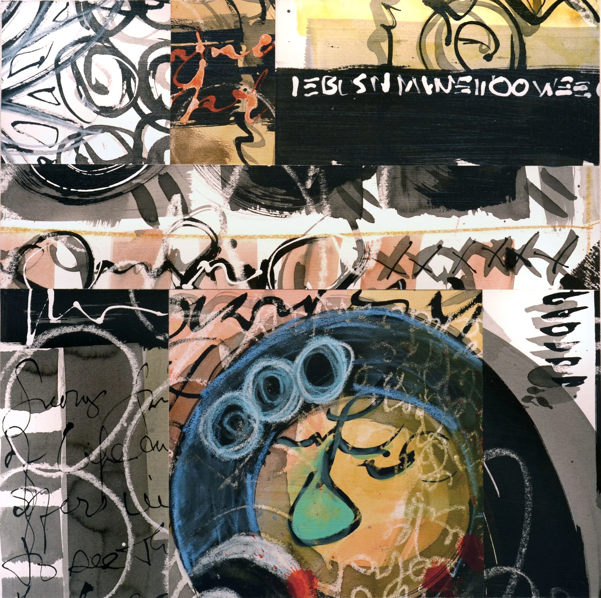 To See • mixed media on paper • 18 x 18