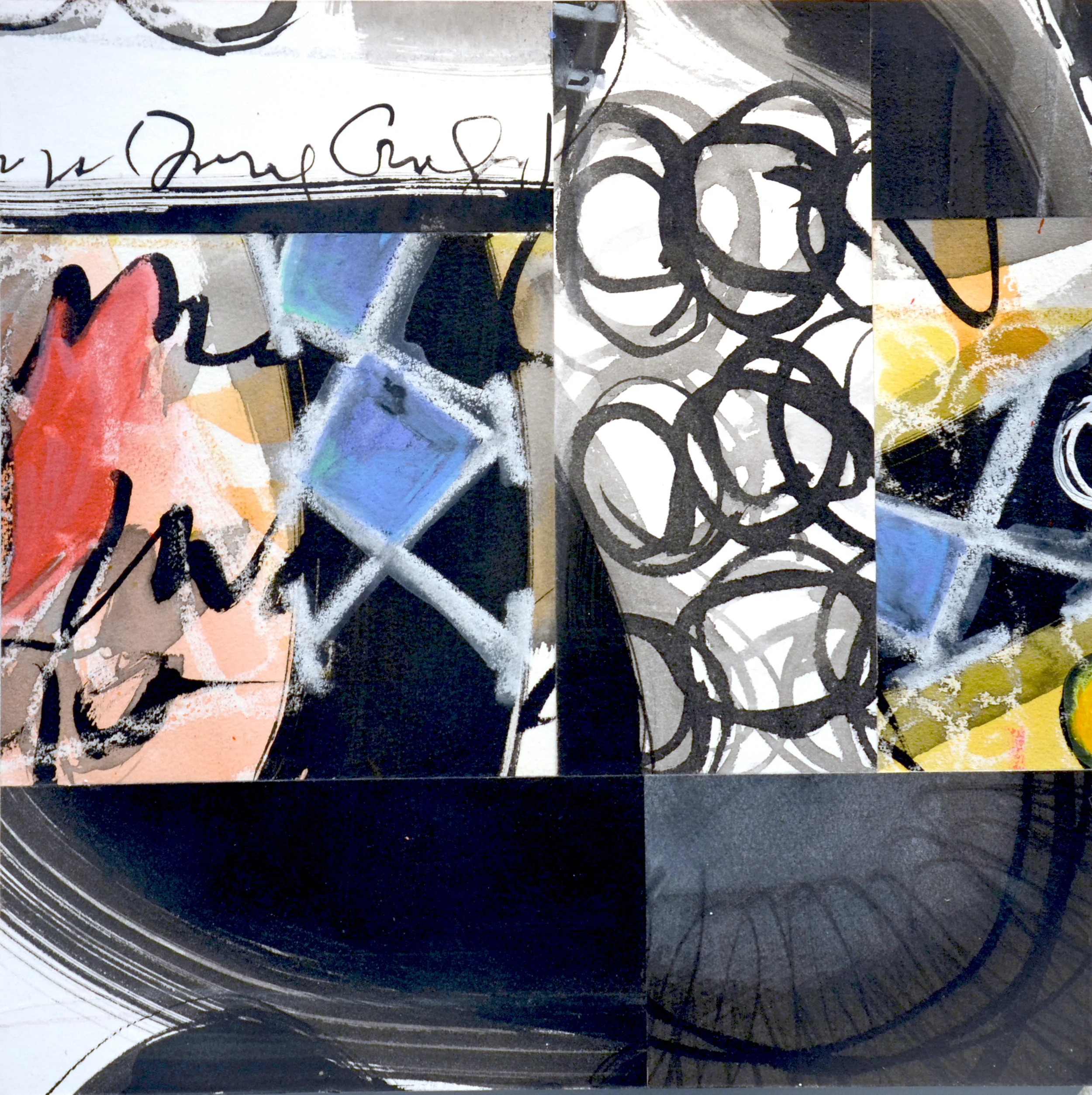 June August • mixed media on paper • 12 x 12