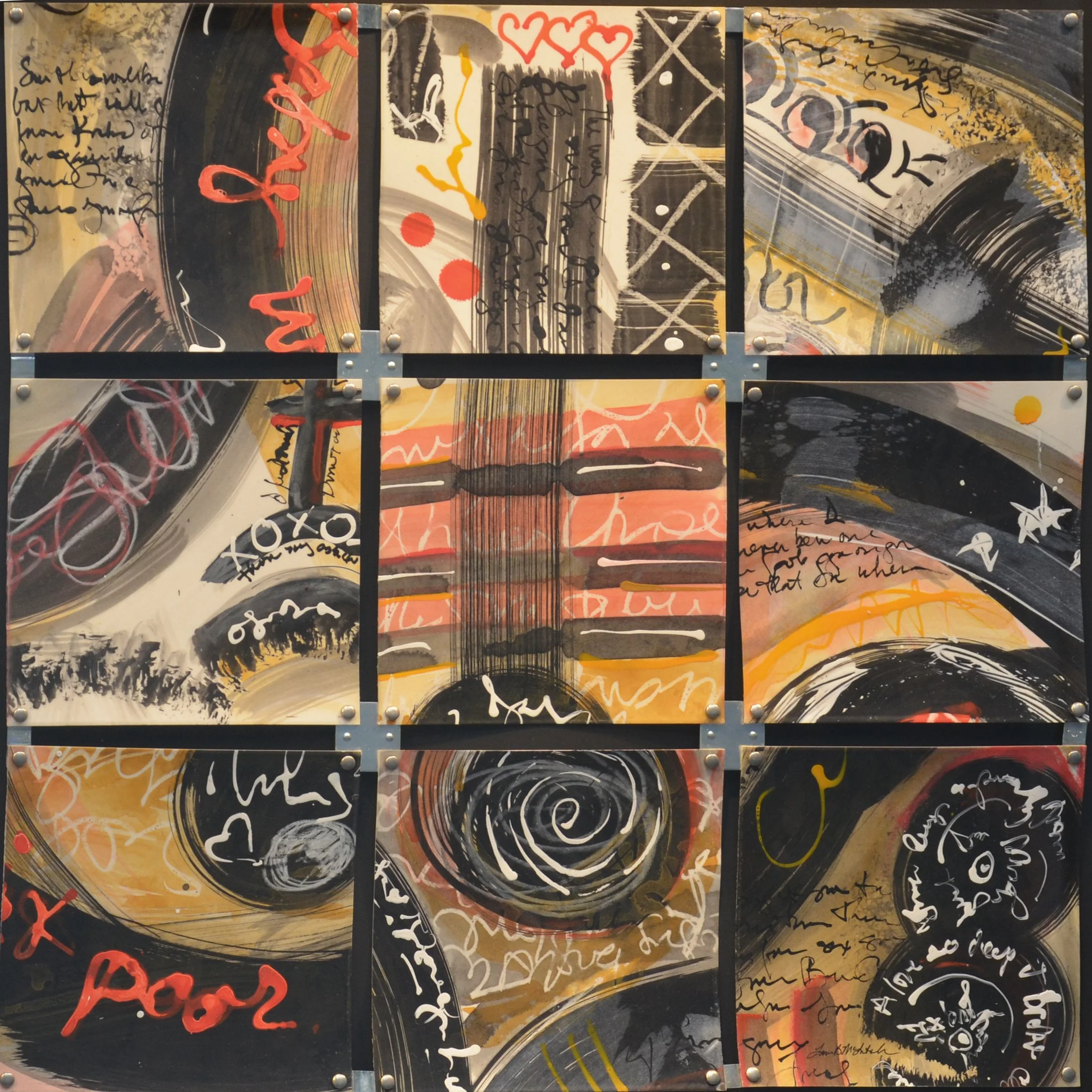 Poor Me 3x3 • mixed media and wax on paper • 23 x 23