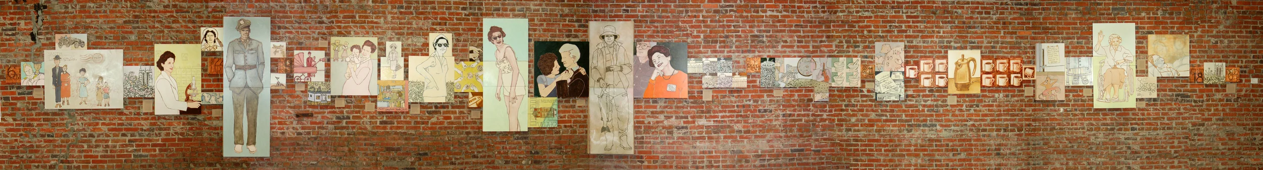 Artfields - 2013. All the In Between, My Story of Agnes hung as a timeline. (Click to enlarge image.)