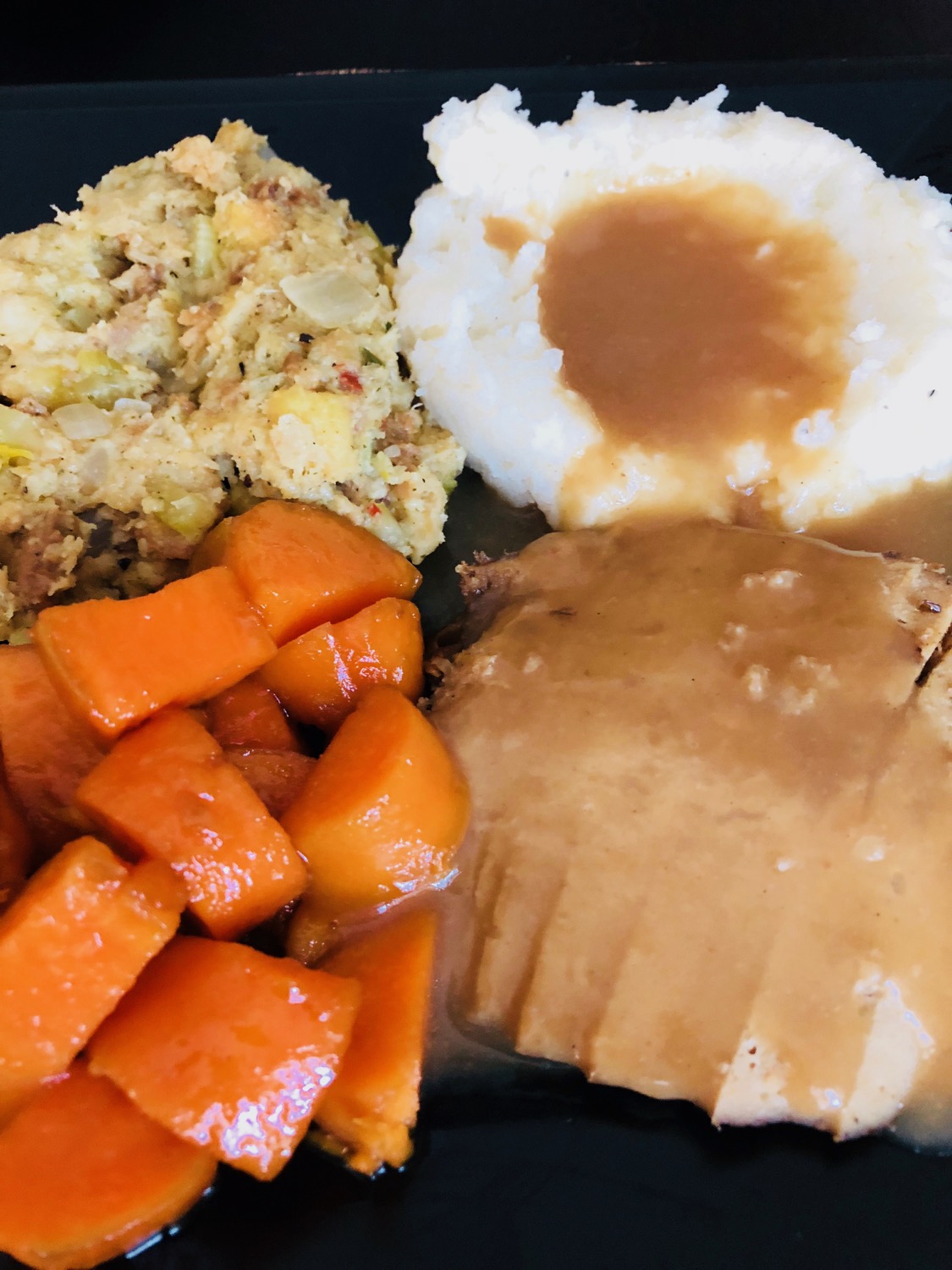 This is what a vegetarian Thanksgiving dinner looks like. Yum!