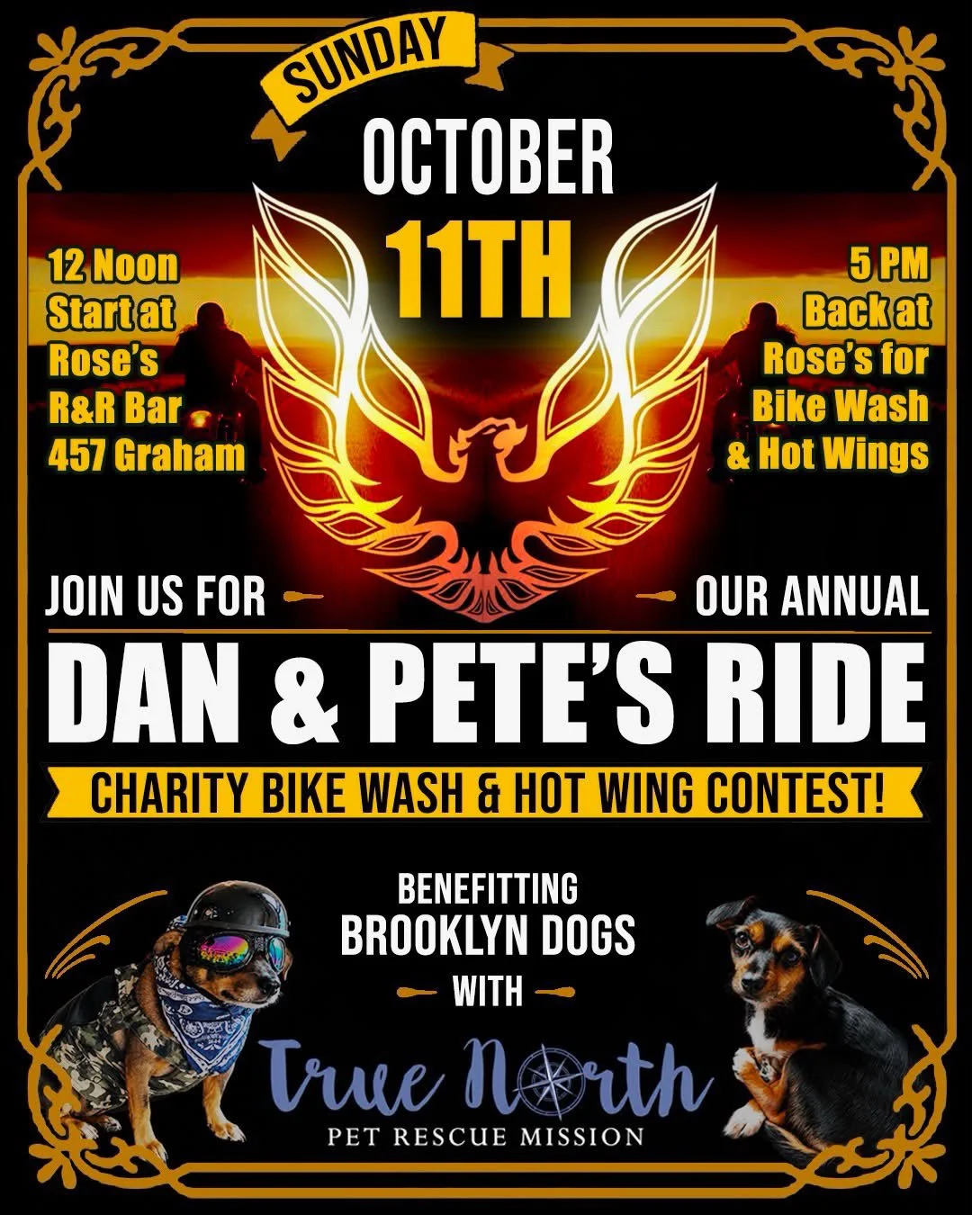 If you love dogs n you love hogs then you&rsquo;ll love this event our friend @slush.wizard put together.

$25 gets you on the group ride, coffee, pizza, and a t-shirt. 

The ride will be followed by a bike wash and wing contest at @rosesrandrbar.

P