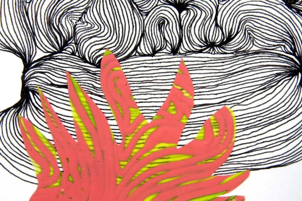 Cross Pollinate 6, detail 2009 ink acrylic and mylar on paper 13 by 13 inches