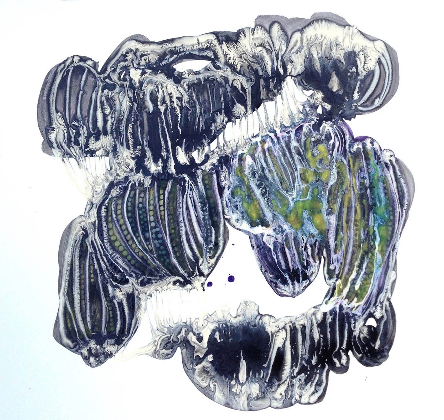 Peculiar Arrangements 5 2013 ink and acrylic on synthetic paper 10 by 10 inches