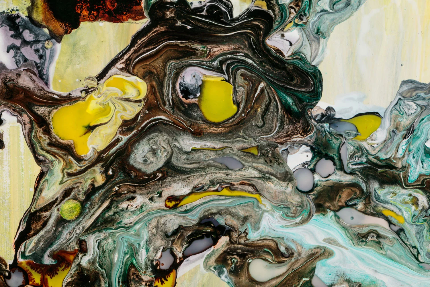 Autonomous Existences, detail 2014 ink and acrylic on panel 14 by 14 inche
