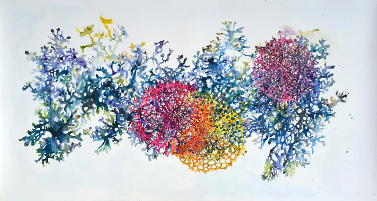 Scintillas Remain 2015 ink and acrylic on synthetic paper 66 by 33 inches